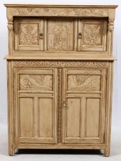 Appraisal: ENGLISH OAK PAINTED WOOD SIDEBOARD H L D Two upper