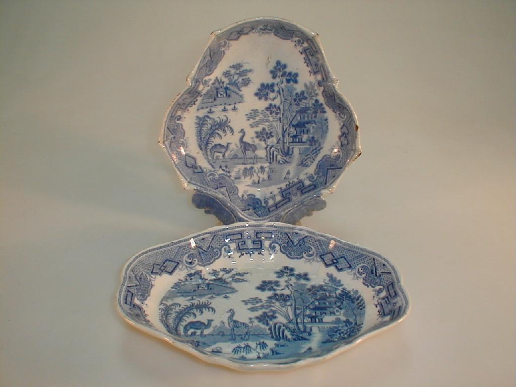 Appraisal: Two early thC English pearlware blue printed dessert dishes decorated