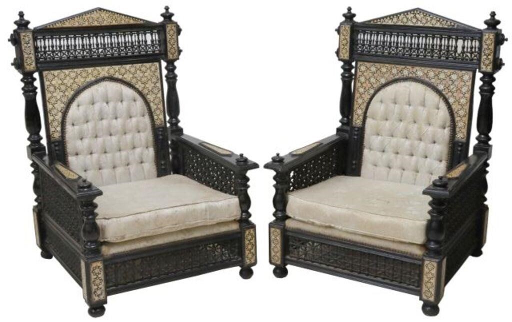 Appraisal: lot of Moorish style armchairs th c having black painted