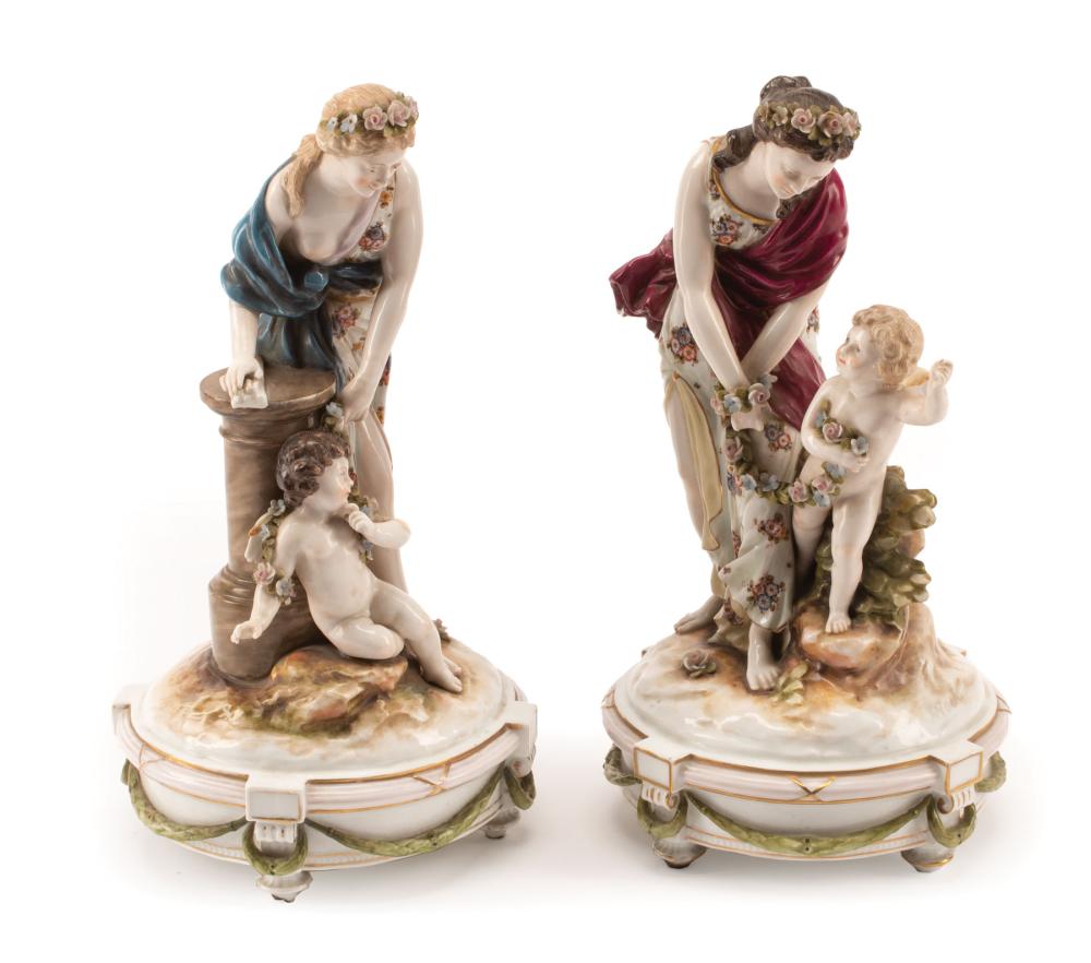 Appraisal: Pair of German Polychrome and Gilt Porcelain Figural Groups of