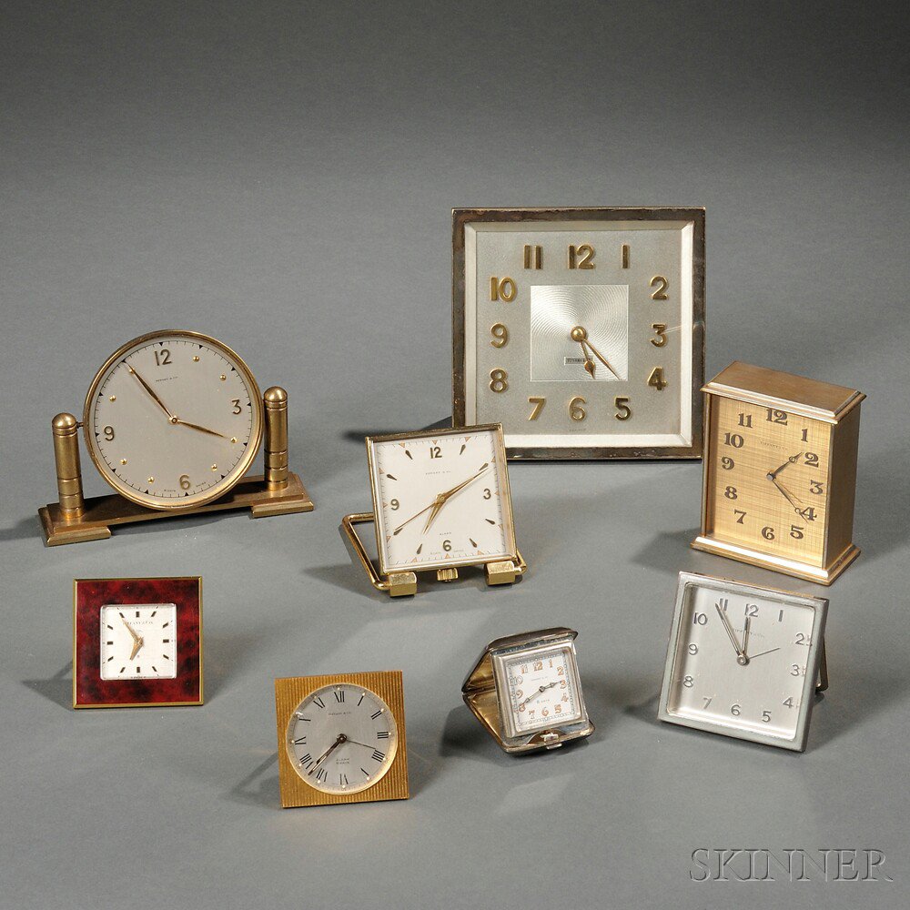 Appraisal: Eight Tiffany Co Table and Travel Clocks mid- th century