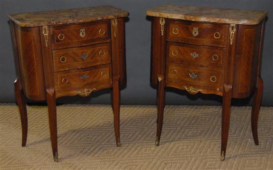 Appraisal: PAIR LOUIS XV-STYLE COMMODES Drawer with marble tops and ormolu