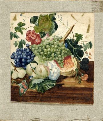 Appraisal: Continental School Still Life with Fruit Watercolor on paper signed