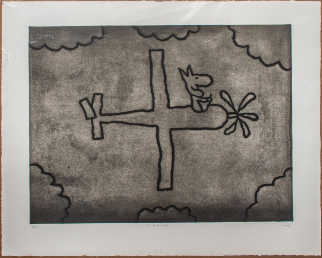 Appraisal: MICHAEL LEUNIG ACE IN THE CLOUDS ETCHING Michael Leunig Australian