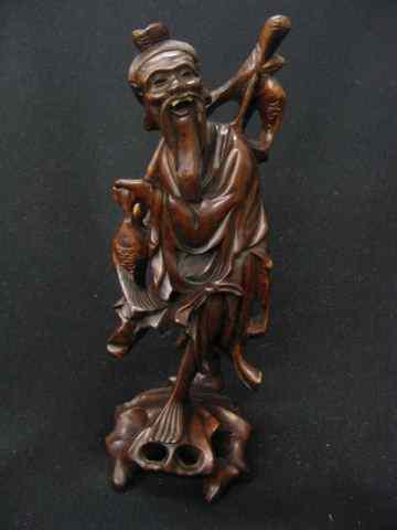 Appraisal: Chinese Carved Rosewood Figure of aFisherman ''