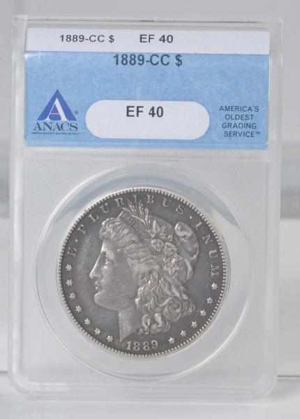 Appraisal: CC Morgan Silver Dollar ANACS EF Description Rare