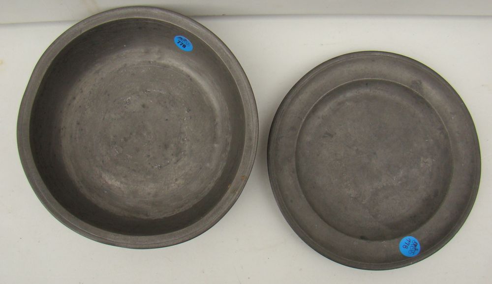 Appraisal: TWO PIECES OF PEWTER Early th CenturyBy Thomas Danforth Bowl