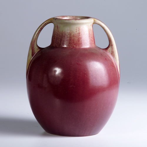 Appraisal: Fulper two-handled vase with famille rose glaze race track mark