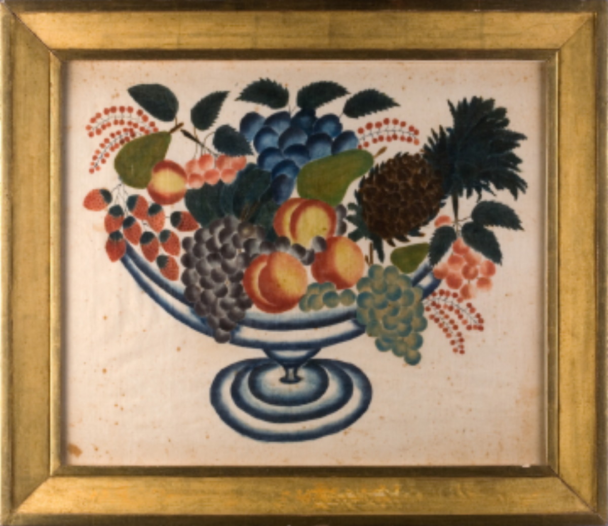 Appraisal: MASSACHUSETTS VELVET THEOREM WITH A BLUE COMPOTE OF FRUIT Watercolor