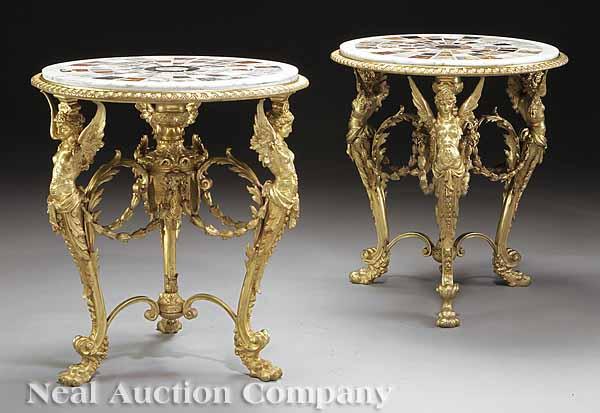 Appraisal: An Impressive Pair of Neoclassical-Style Specimen Marble and Gilt Bronze