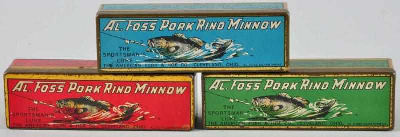 Appraisal: Lot of Al Foss Pork Rind Minnow Tins Description Includes