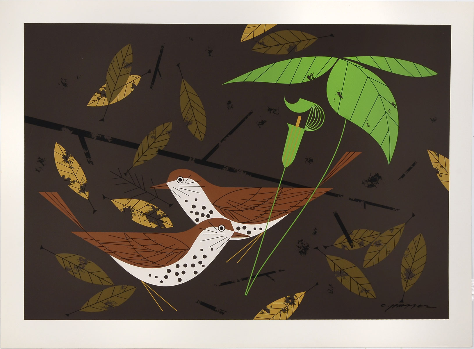 Appraisal: HARPER Charles Irish ''Wood Thrush'' Serigraph '' x '' signed