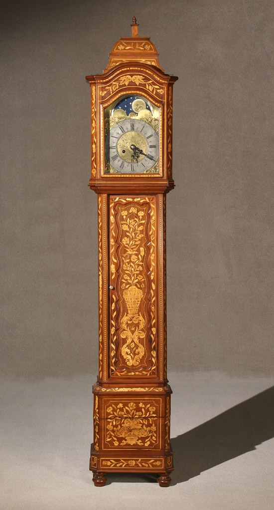 Appraisal: Dutch Rococo Style Marquetry Mahogany Tall Case Clock th Century