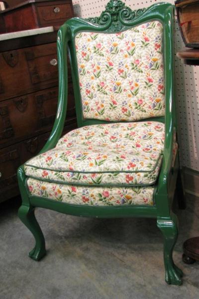 Appraisal: Vintage Decorator Chair with upholstered seat and Vivid Green Enamel