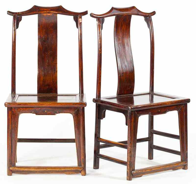 Appraisal: Pair of Chinese Yoke Chairsearly th century or earlier of