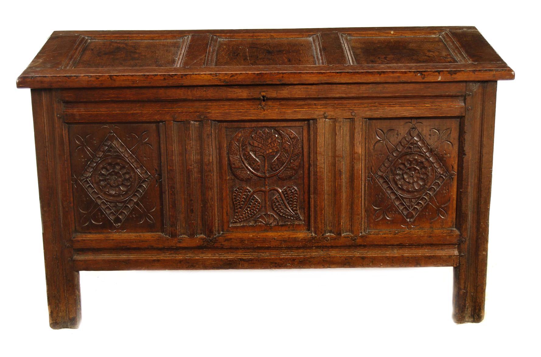 Appraisal: A late th century panelled oak chest