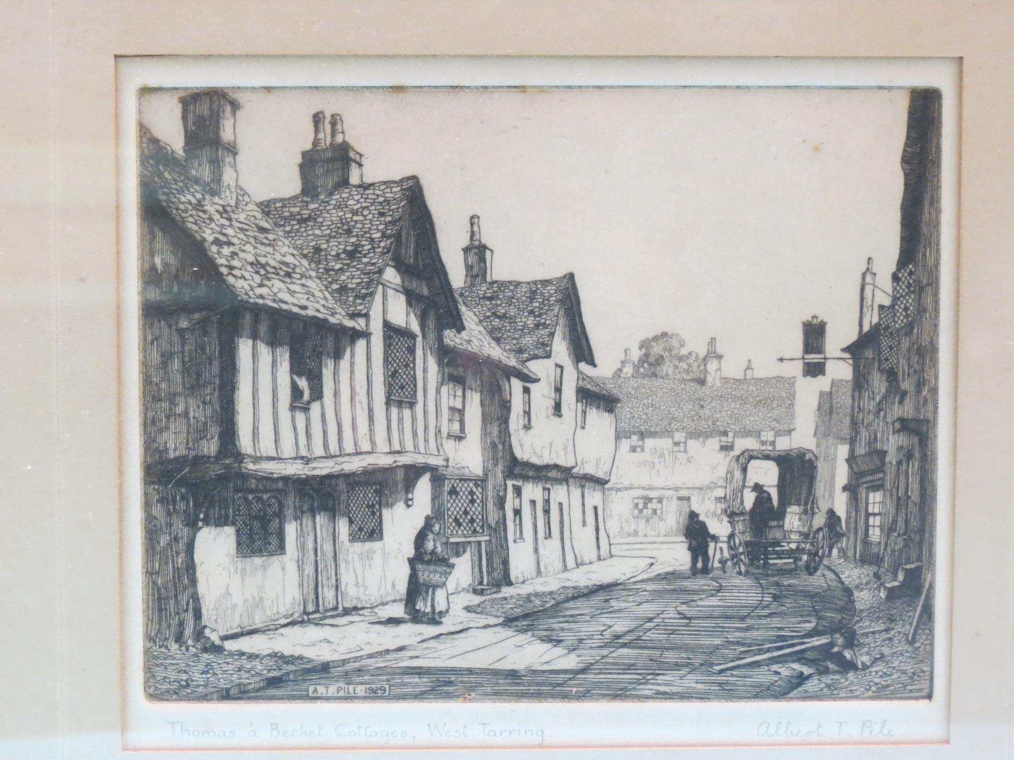 Appraisal: Thomas A Becket Cottages Tarring Worthing - etching by A