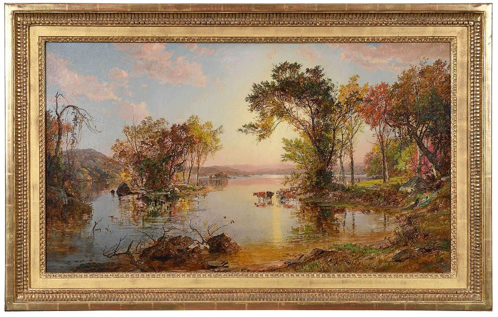 Appraisal: Jasper Francis Cropsey American - Autumn Landscape with Cattle signed