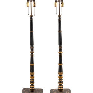 Appraisal: A Pair of Regency Style Parcel Gilt and Ebonized Floor