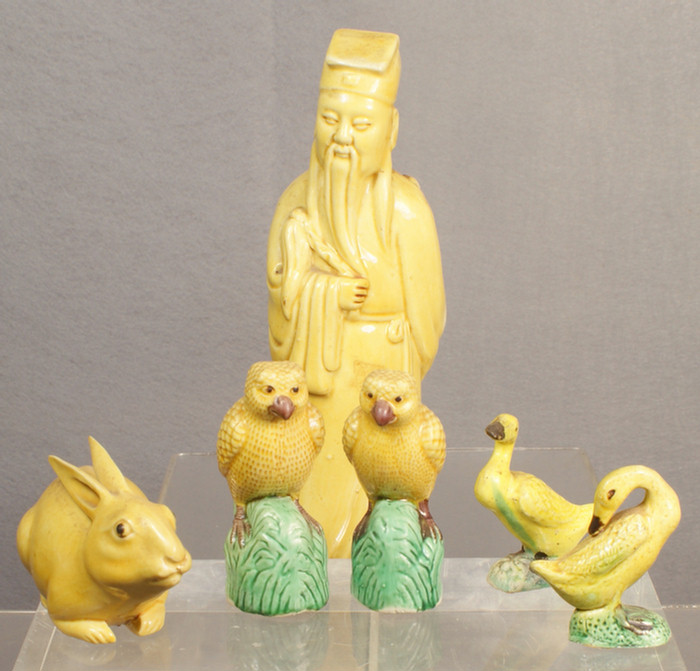 Appraisal: Chinese export porcelain lot of assorted yellow glaze figurines to