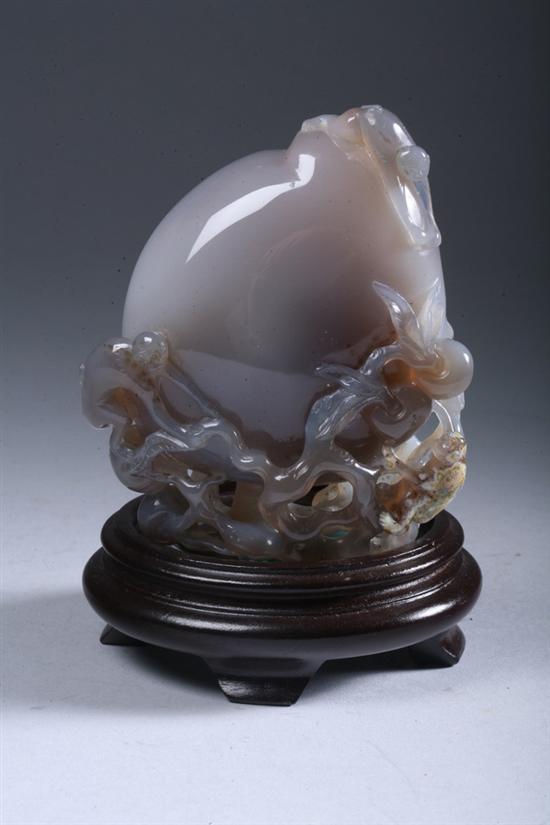 Appraisal: CHINESE AGATE PEACH CARVING Carved with foliage - in high