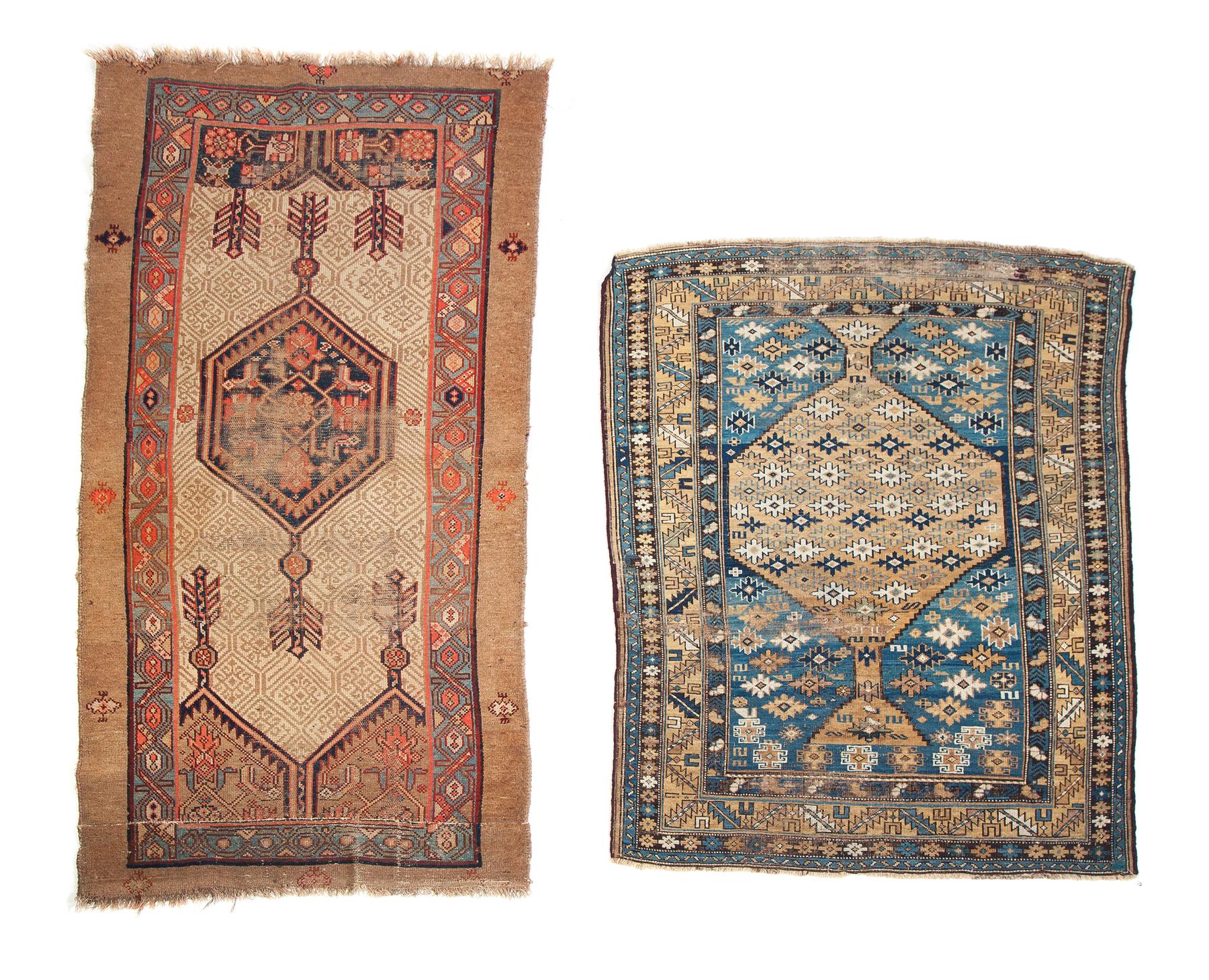 Appraisal: TWO ORIENTAL RUGS Mid th century Turkish in gold and