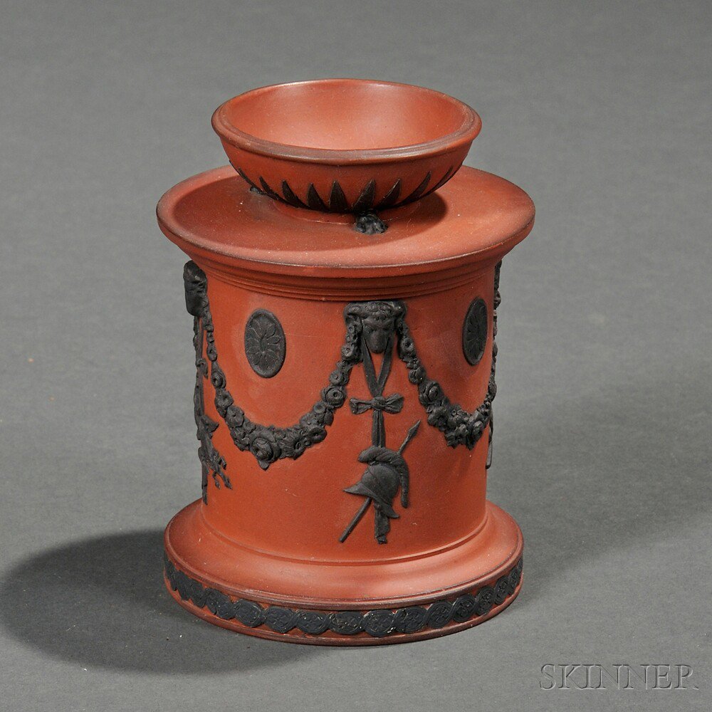 Appraisal: Wedgwood Rosso Antico Incense Burner and Cover England early th