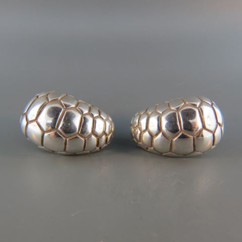 Appraisal: Tiffany Sterling Sivler Earrings turtle shell design long clip style