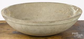 Appraisal: Turned wood bowl th c retaining an old ivory surface