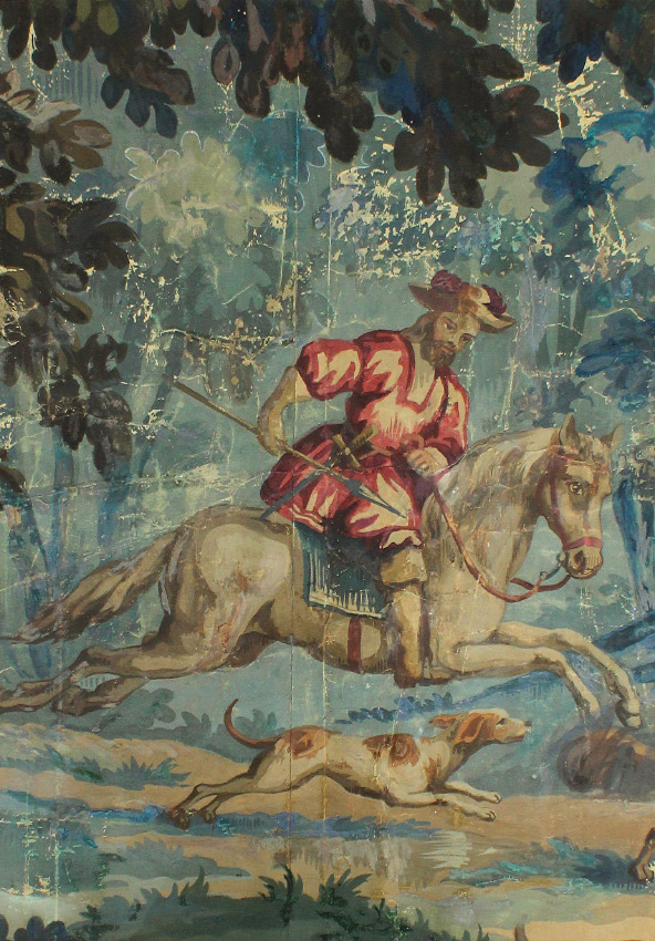 Appraisal: EARLY ITALIAN PAINTING DEPICTING A HUNT SCENE AFTER TEMPESTA Watercolor