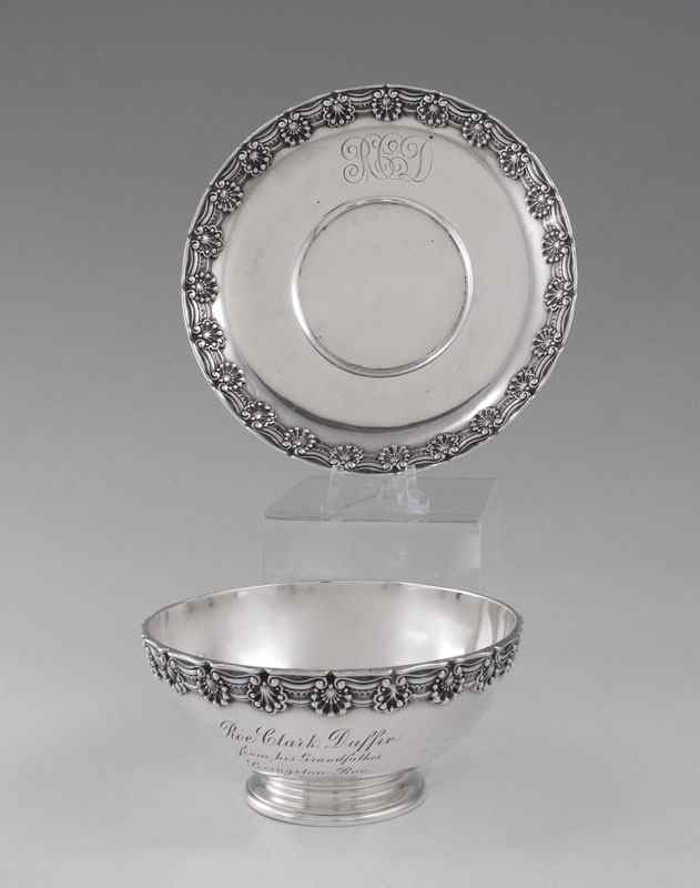 Appraisal: TIFFANY CO STERLING CHRISTENING BOWL AND UNDERPLATE Bowl and underplate