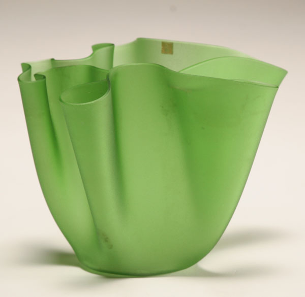 Appraisal: Fontana Arte Milano green slumped glass fazzoletto handkerchief vase Paper