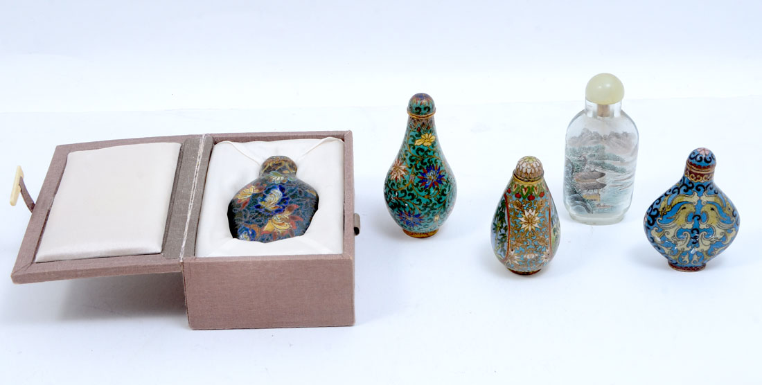 Appraisal: CHINESE CLOISONNE GLASS SNUFF BOTTLES pieces total the cloisonne examples