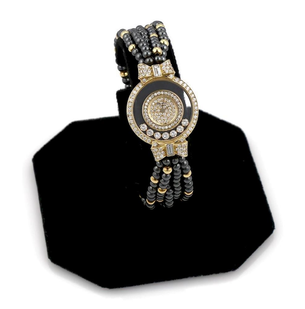 Appraisal: K YG Chopard Happy Diamonds Hematite Watch K YG Chopard