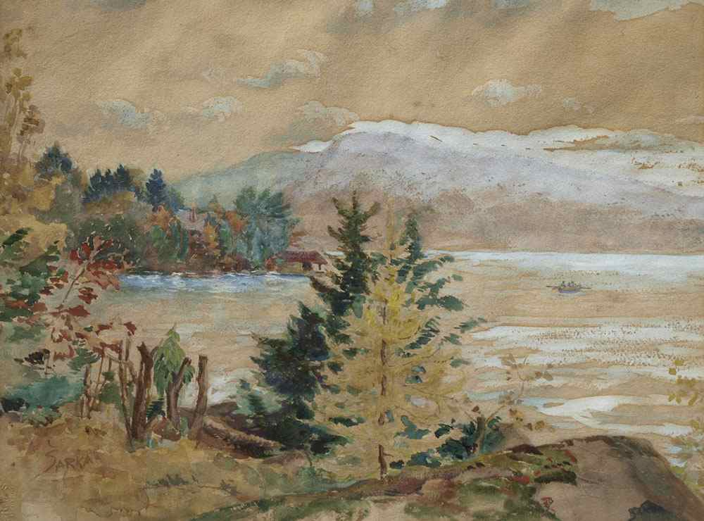 Appraisal: SARKA Charles American - Lakeside Landscape Watercolor Heightened With White