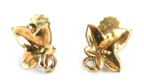 Appraisal: A pair of leaf earrings each designed as a five