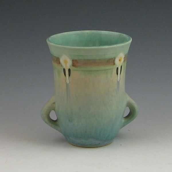 Appraisal: Roseville Montacello - '' handled vase in blue Marked in