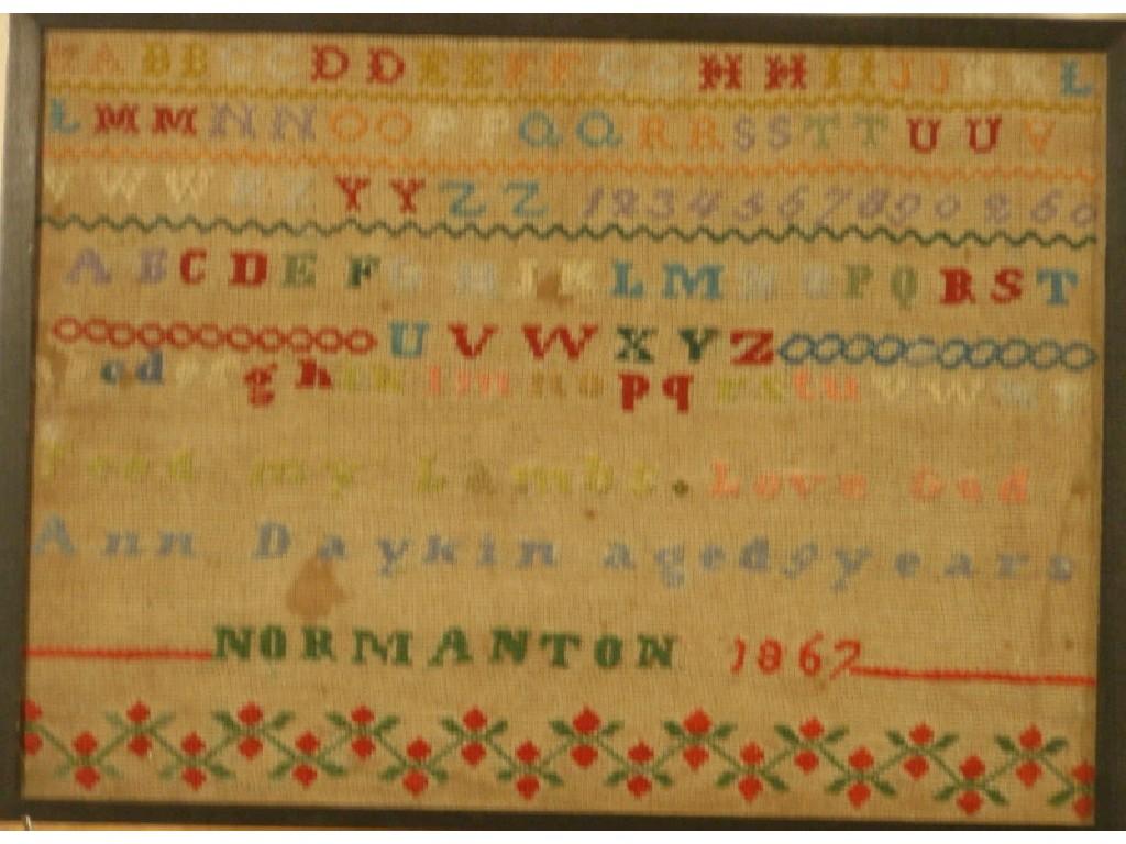 Appraisal: A Victorian sampler worked by Anne Dakin aged years of