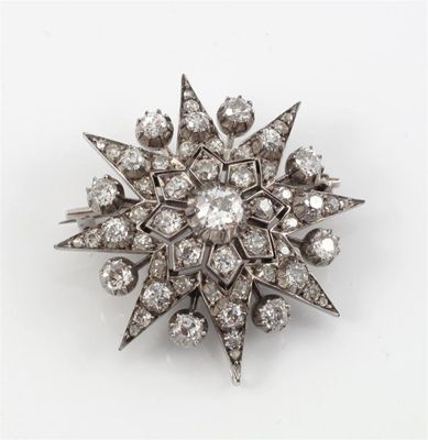 Appraisal: A Victorian diamond star brooch pendant The eight pointed star