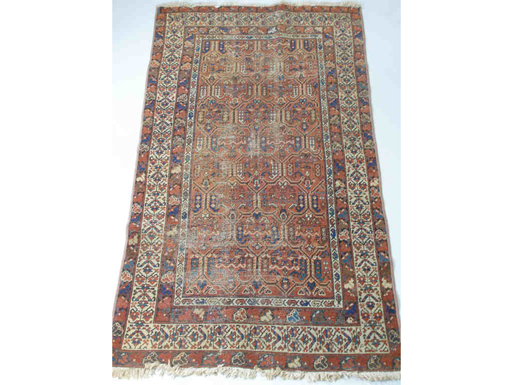 Appraisal: Hamadon Rug Iran c s hand-tied cotton base ivory and