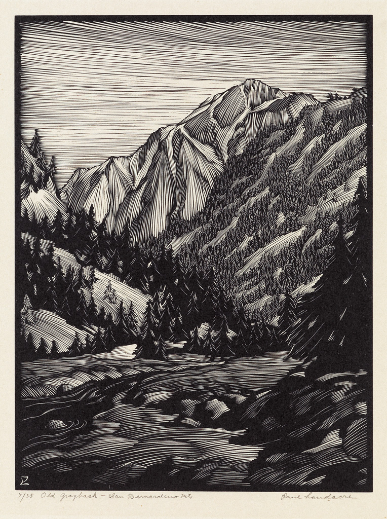 Appraisal: PAUL LANDACRE Old Grayback--San Bernardino Mountains Wood engraving x mm