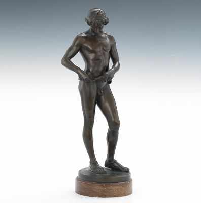 Appraisal: Oskar Gladenbeck German - Athlete Cast bronze with brown patina