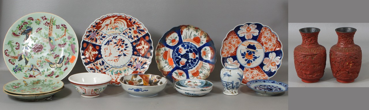 Appraisal: pcs misc Chinese Japanese porcelain tableware incl Imari plates bowls