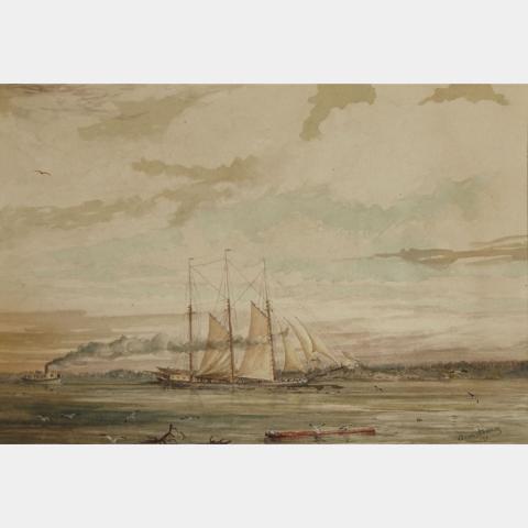 Appraisal: WILLIAM ARMSTRONG SAILING VESSEL AND STEAMER watercolour signed and dated