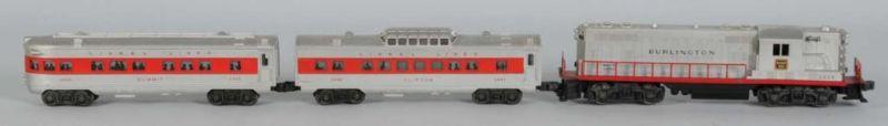 Appraisal: Lot of Lionel Passenger Cars Diesel Description Post-war Diesel Burlington