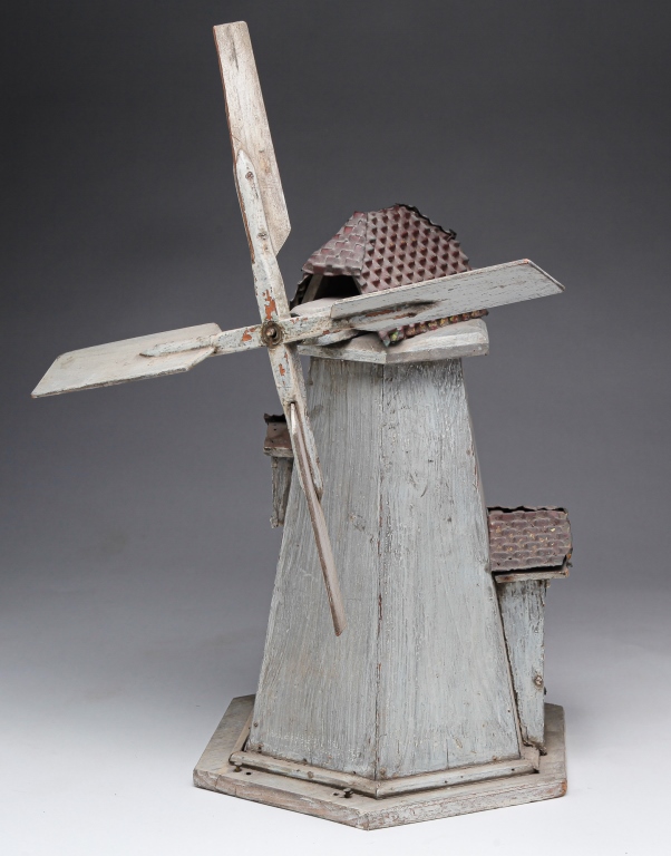 Appraisal: AMERICAN WINDMILL WHIRLIGIG Early th century pine Octagonal with original