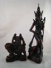 Appraisal: A fine wood carving of an Eastern deity approx cm