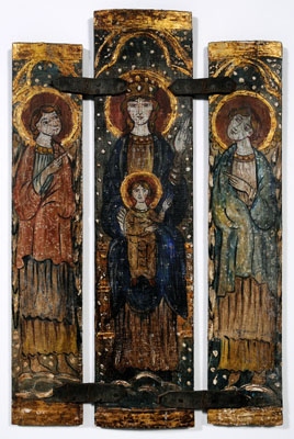 Appraisal: European School th century Triptych The Madonna and Child Flanked