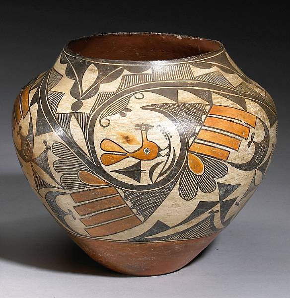 Appraisal: An Acoma polychrome jar With a single wide design panel