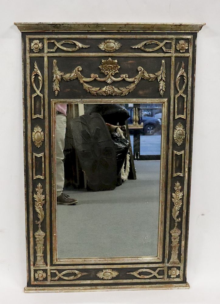 Appraisal: Antique Paint And Gilt Decorated Carved Mirror From a Westchester